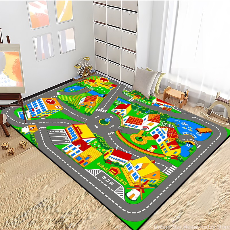 Kids Road Traffic Carpet Carto - Baby Nursery Rug ulasan dan harga