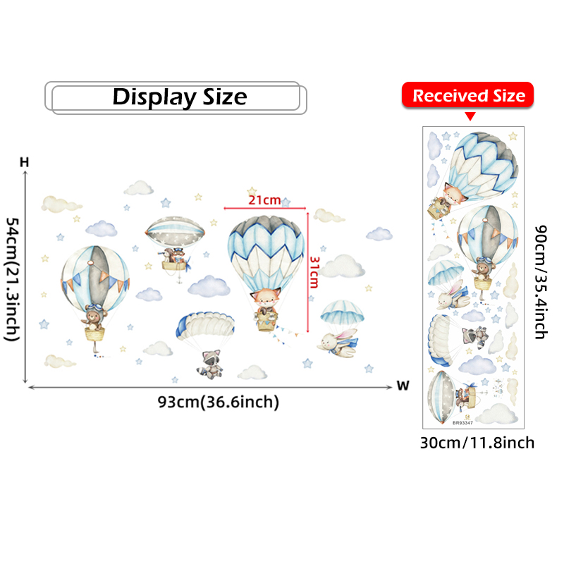 Cartoon Cute Animals Hot Air B - Baby Nursery Animal Prints ulasan dan harga