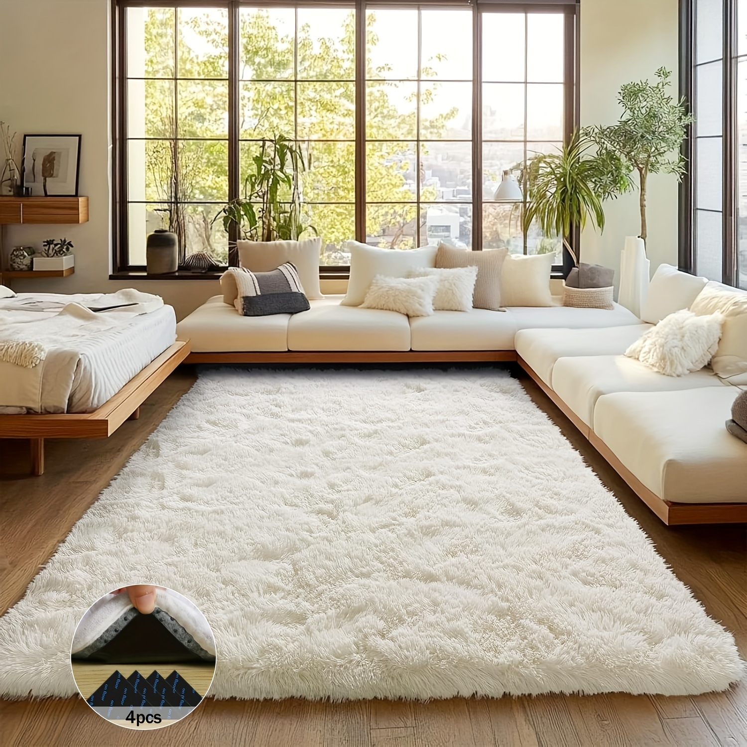 Off-White Soft Shaggy Non-Slip - Baby Nursery Rug ulasan dan harga