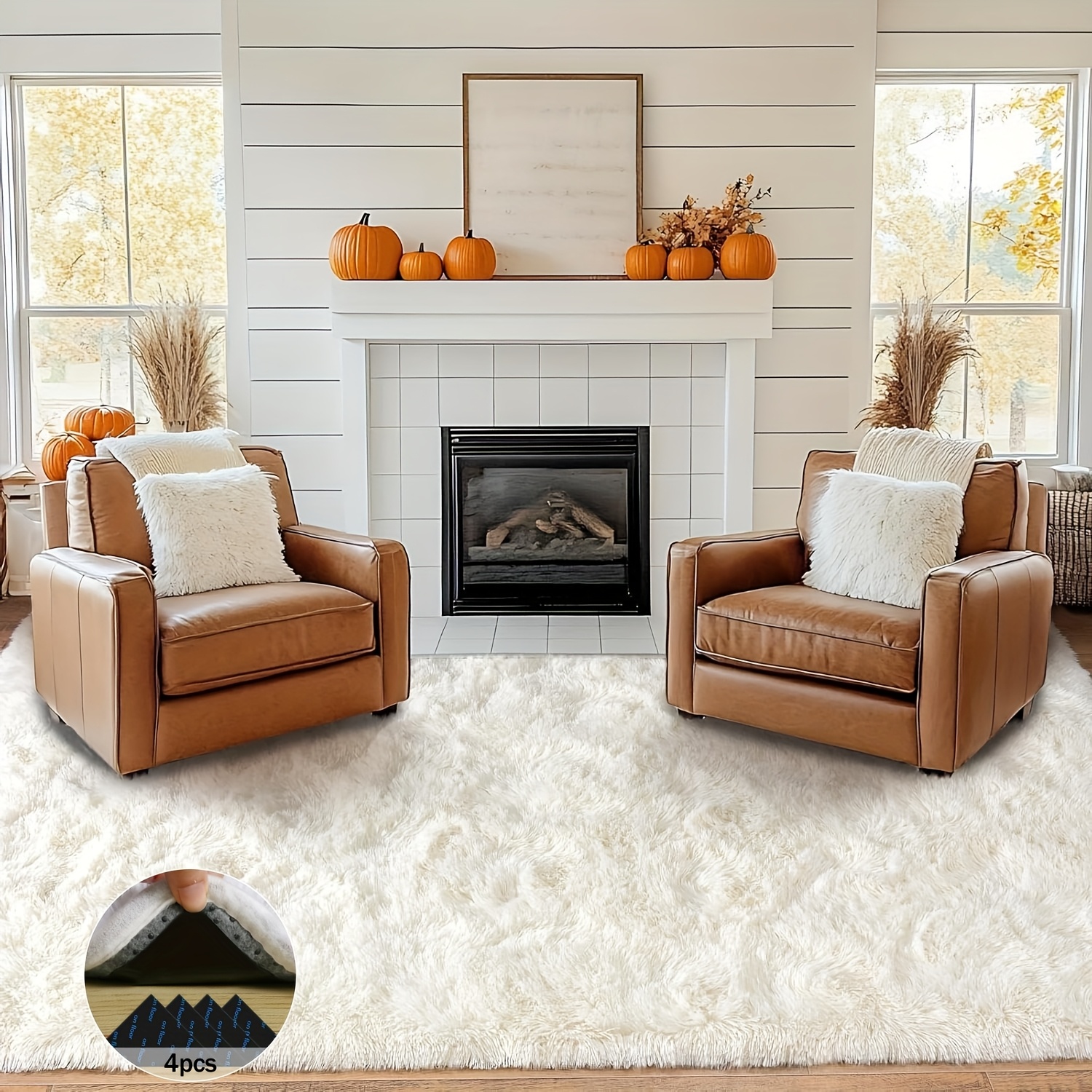 Off-White Soft Shaggy Non-Slip - Baby Nursery Rug ulasan dan harga