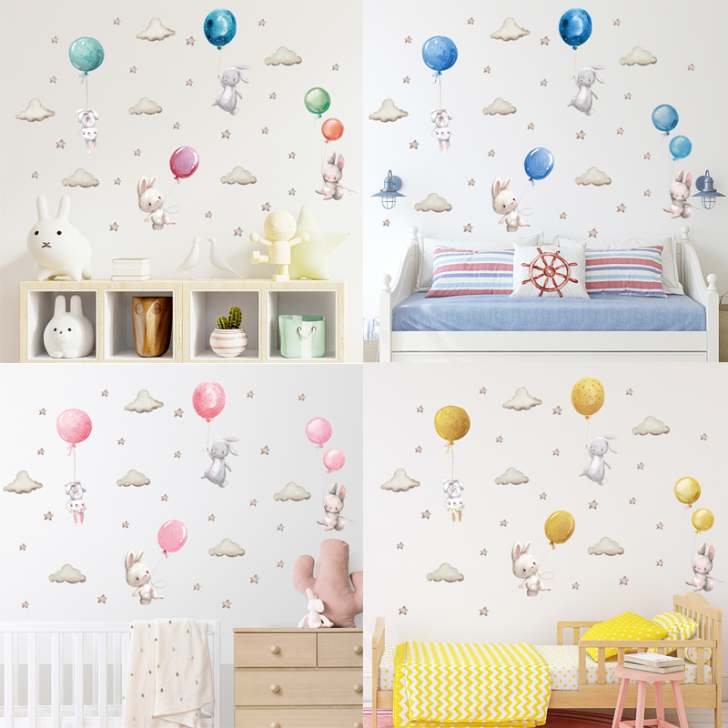 Watercolor Pink Balloon Bunny  - Baby Nursery Pink ulasan dan harga