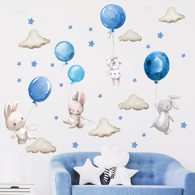 Watercolor Pink Balloon Bunny  - Baby Nursery Pink ulasan dan harga