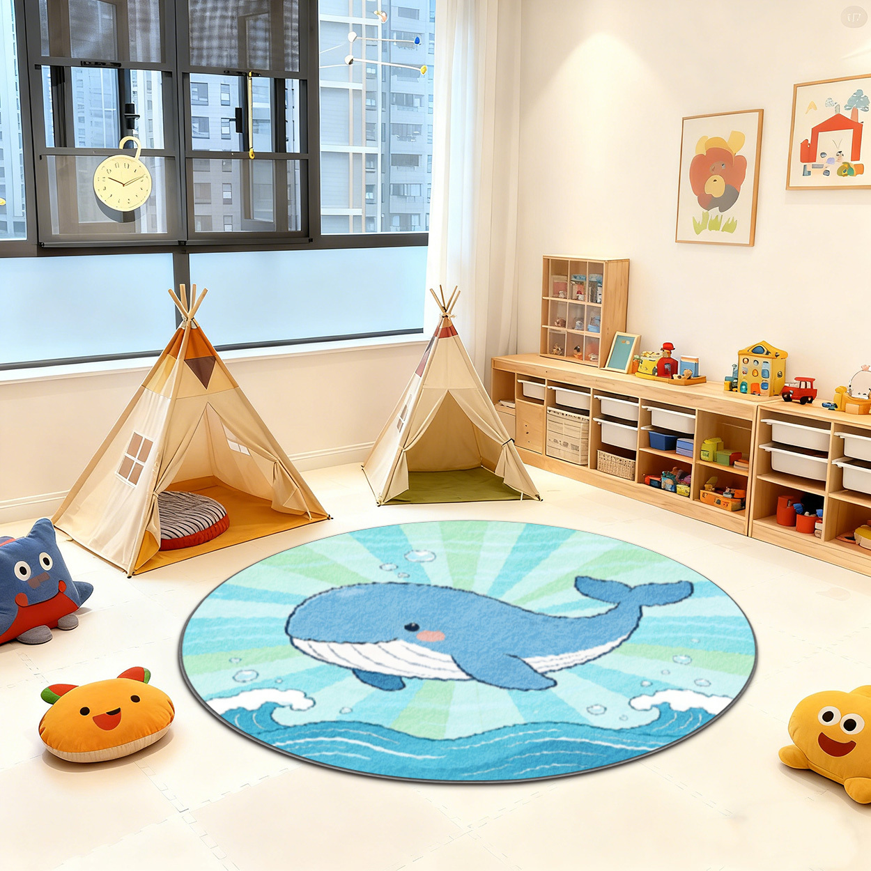 Soft Whale Ocean Round Rug for - Baby Nursery Theme Ideas ulasan dan harga