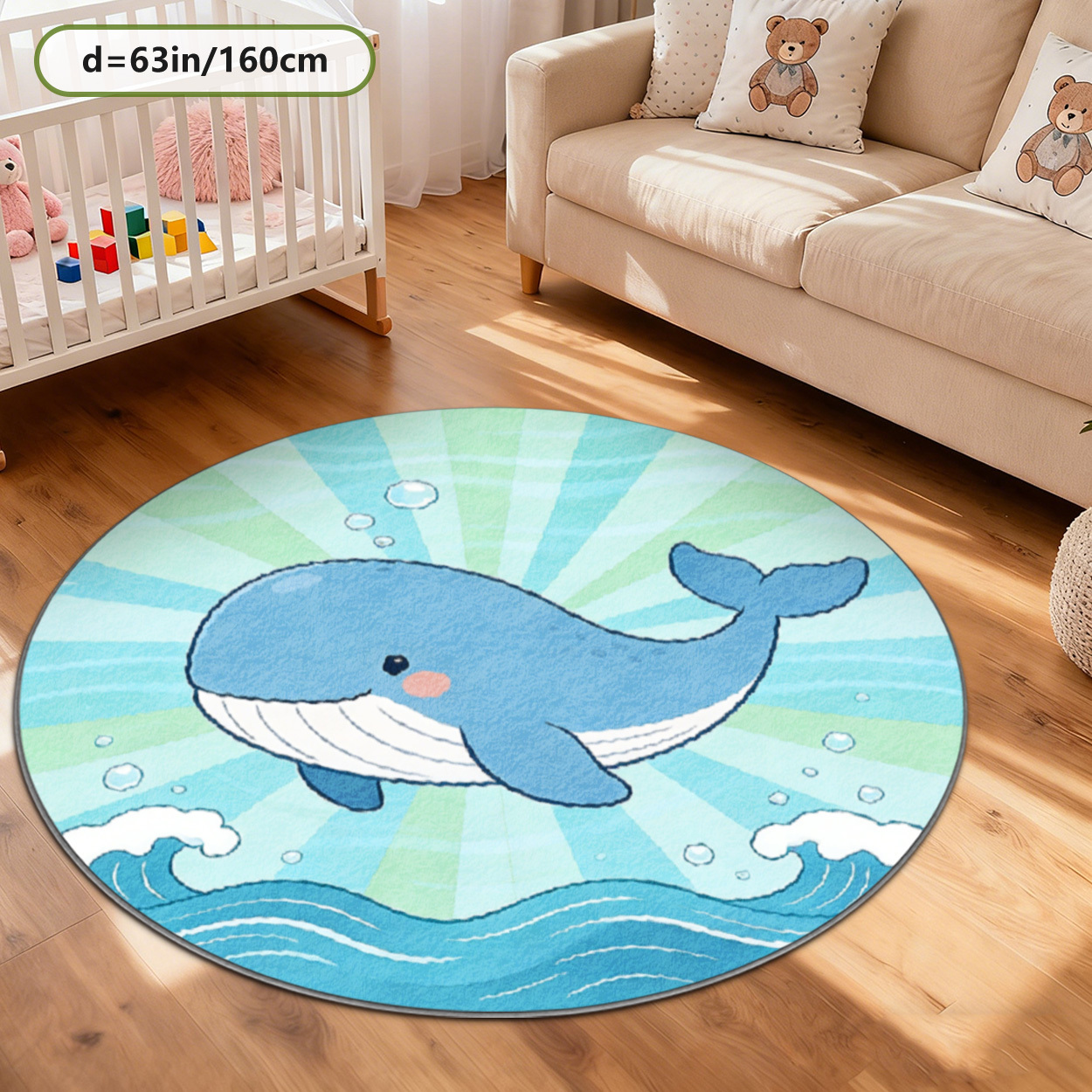 Soft Whale Ocean Round Rug for - Baby Nursery Theme Ideas ulasan dan harga
