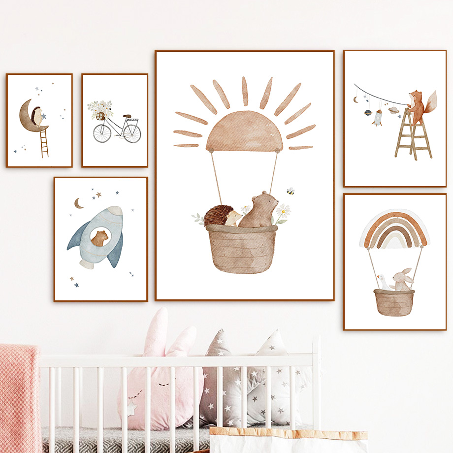 Cartoon Animals Nursery Wall A - Baby Nursery Animal Prints ulasan dan harga