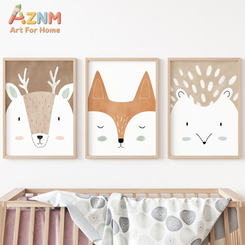 Woodland Animal Wall Art Print - Baby Nursery Animal Prints ulasan dan harga