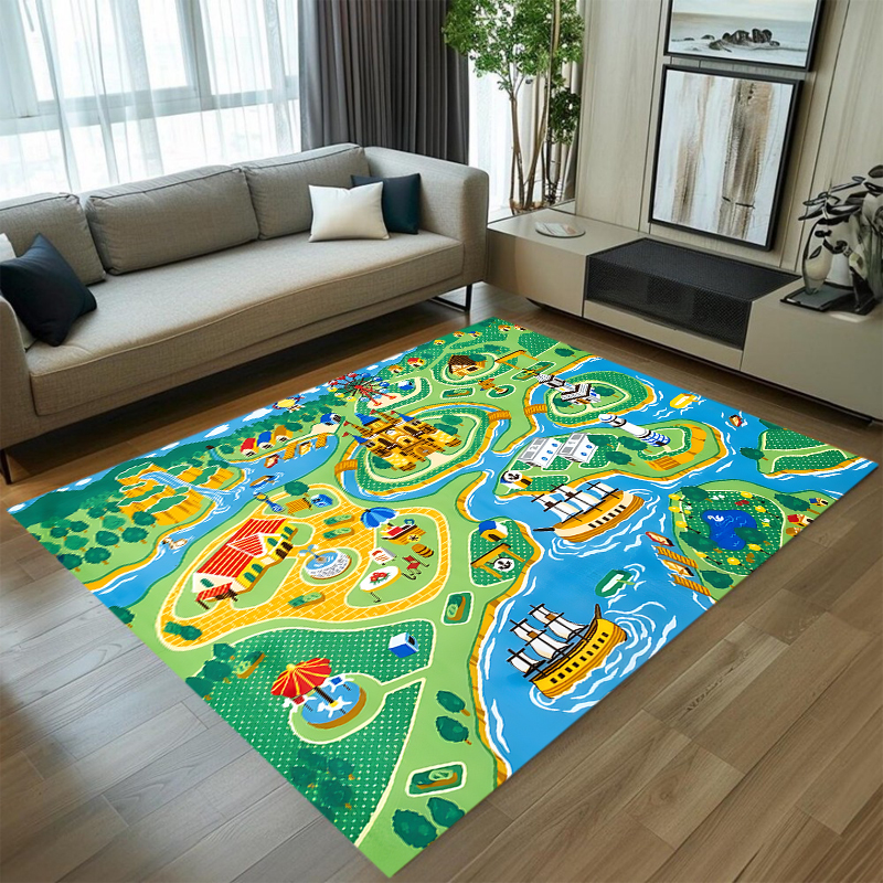 Cute Car Track Play Rug Green  - Baby Nursery Rug ulasan dan harga