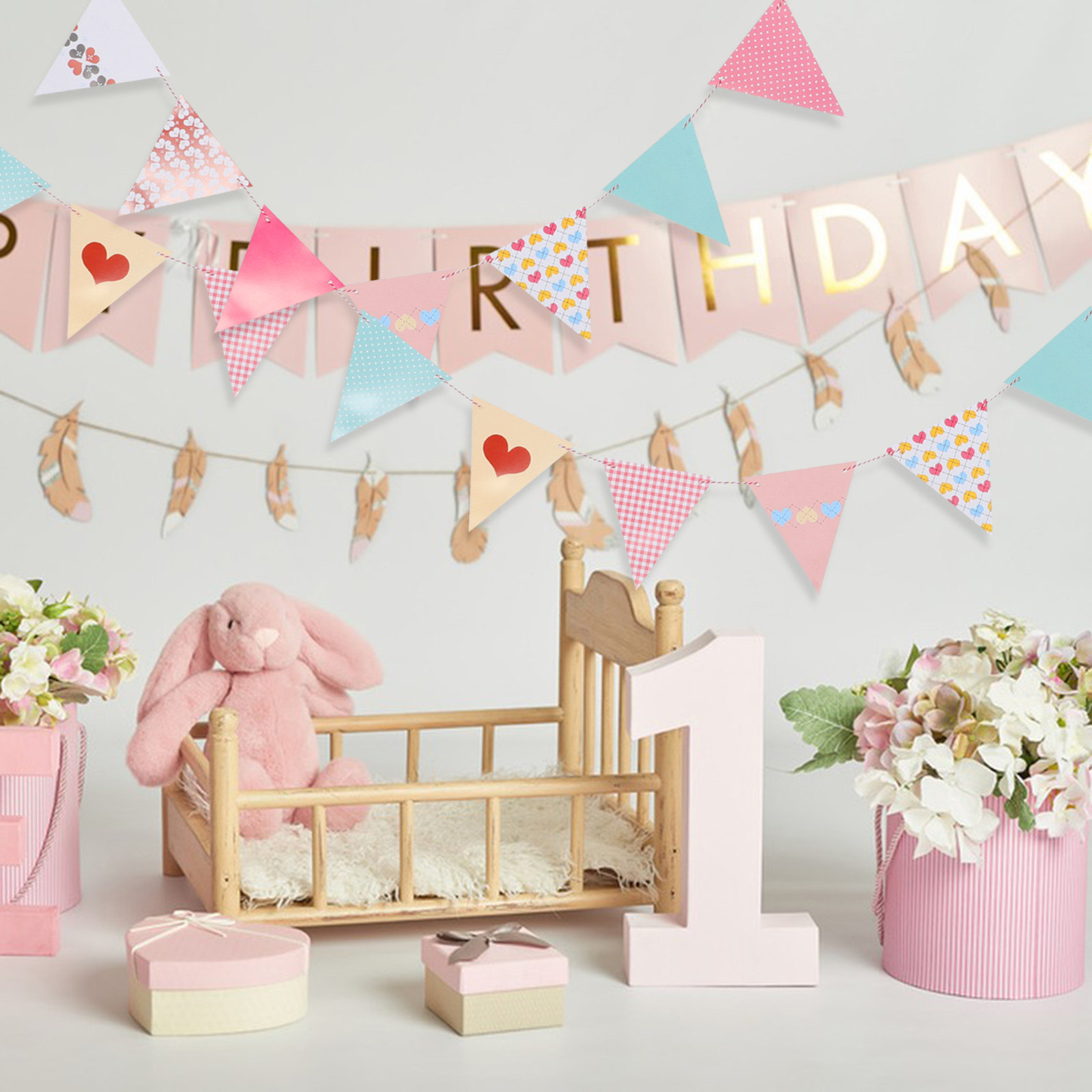 Easy Install Triangle Paper Bu - Baby Nursery Bunting ulasan dan harga