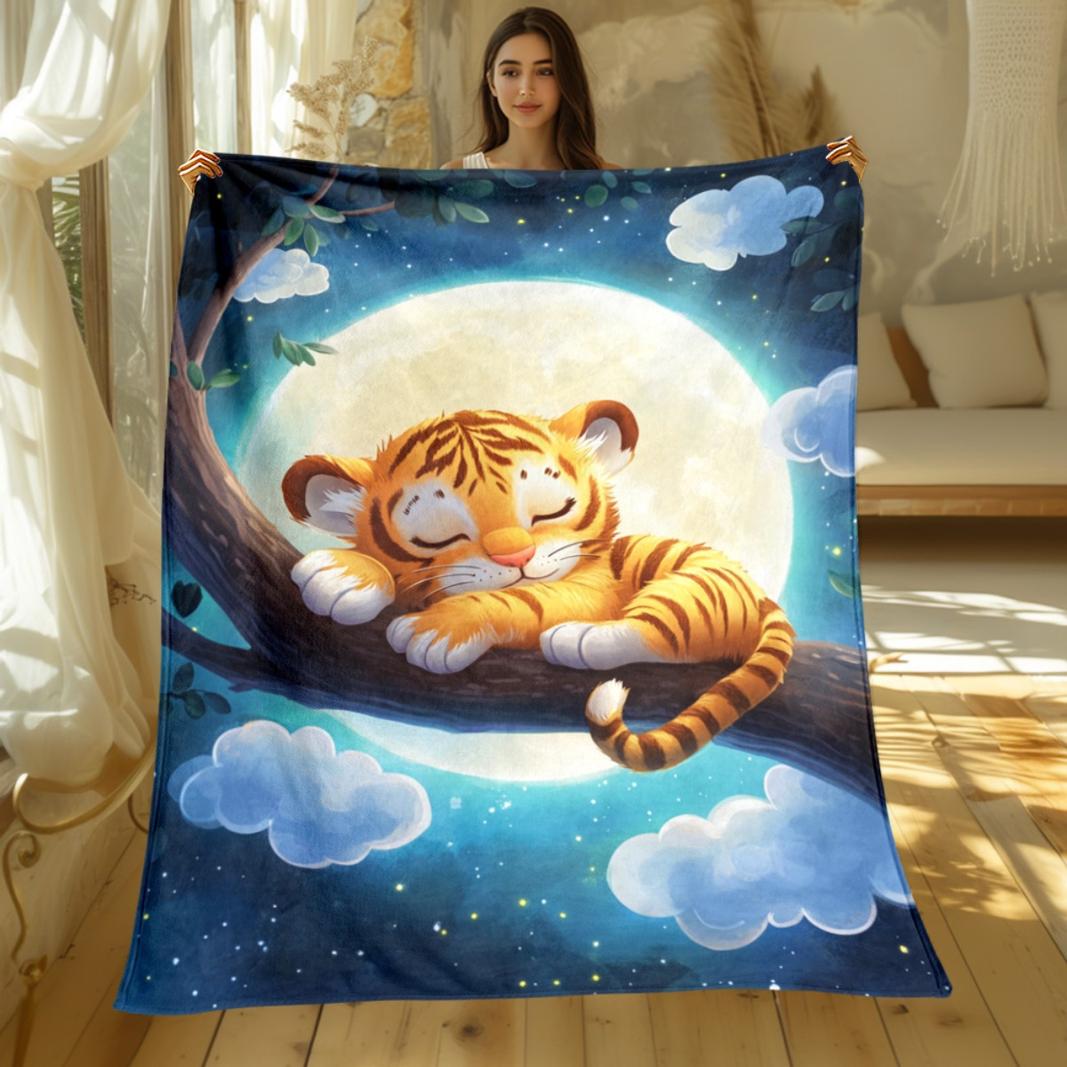 Cute sleeping tiger on tree br - Baby Nursery In Hospital ulasan dan harga