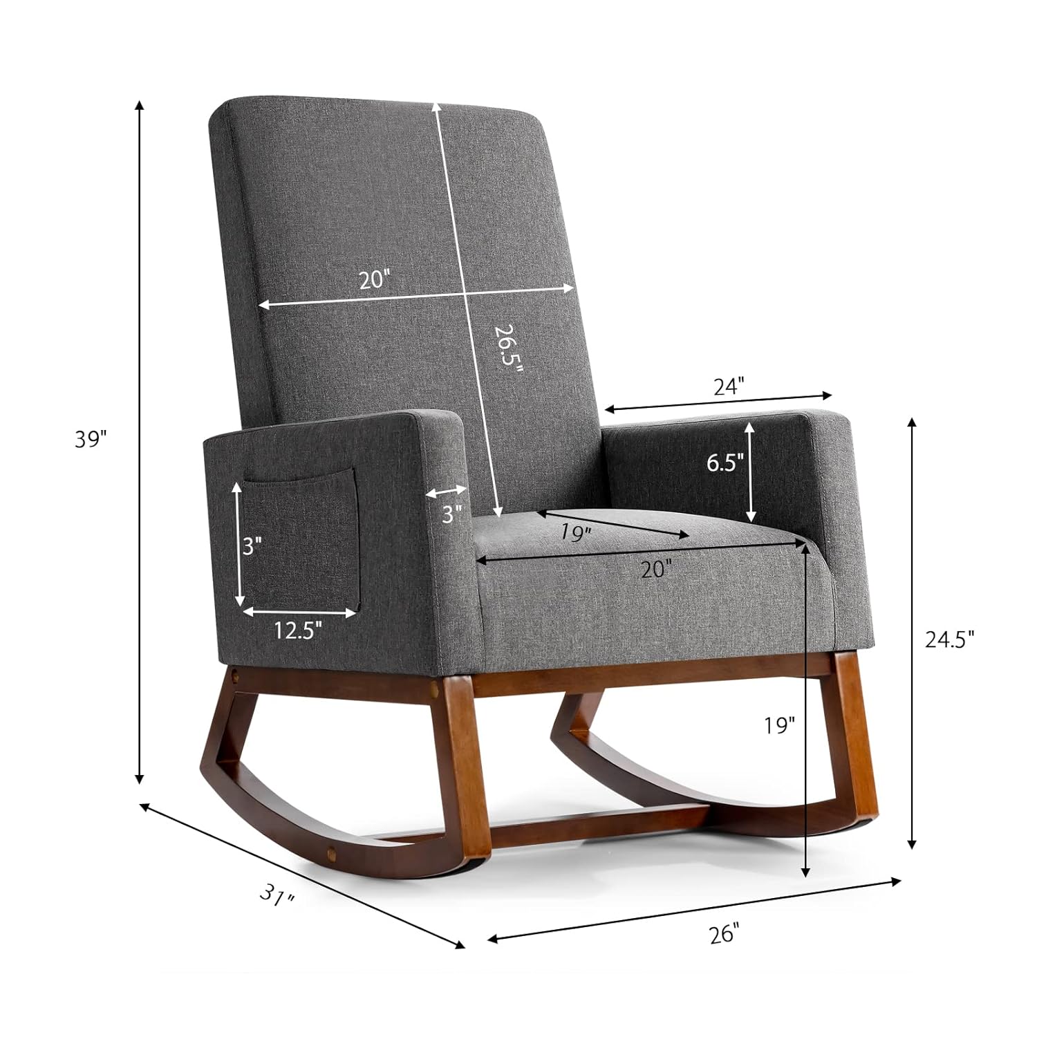 Upholstered Rocking Chair w/Wo - Rocking Chair Nursery ulasan dan harga