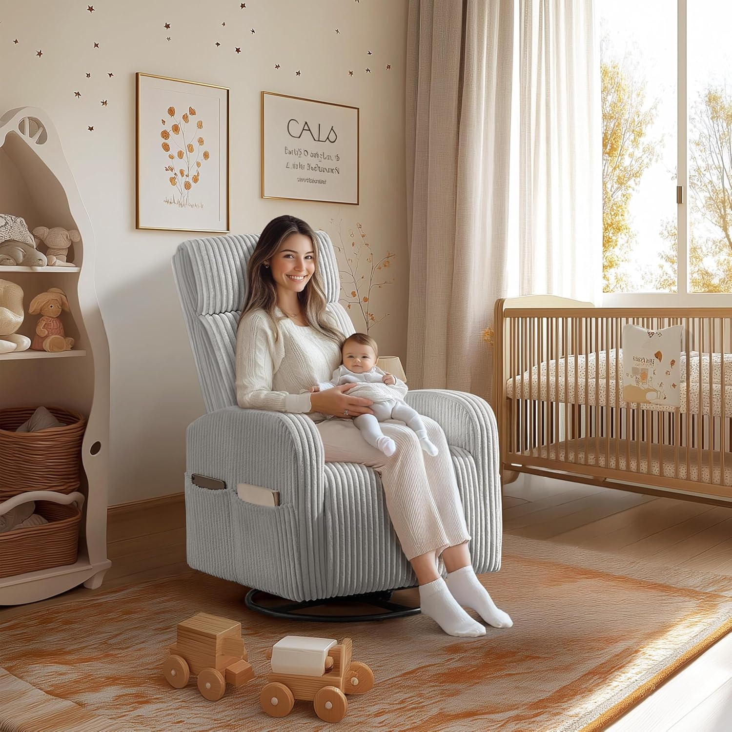 360° Swivel Glider Chair for N - Rocking Chair Nursery ulasan dan harga