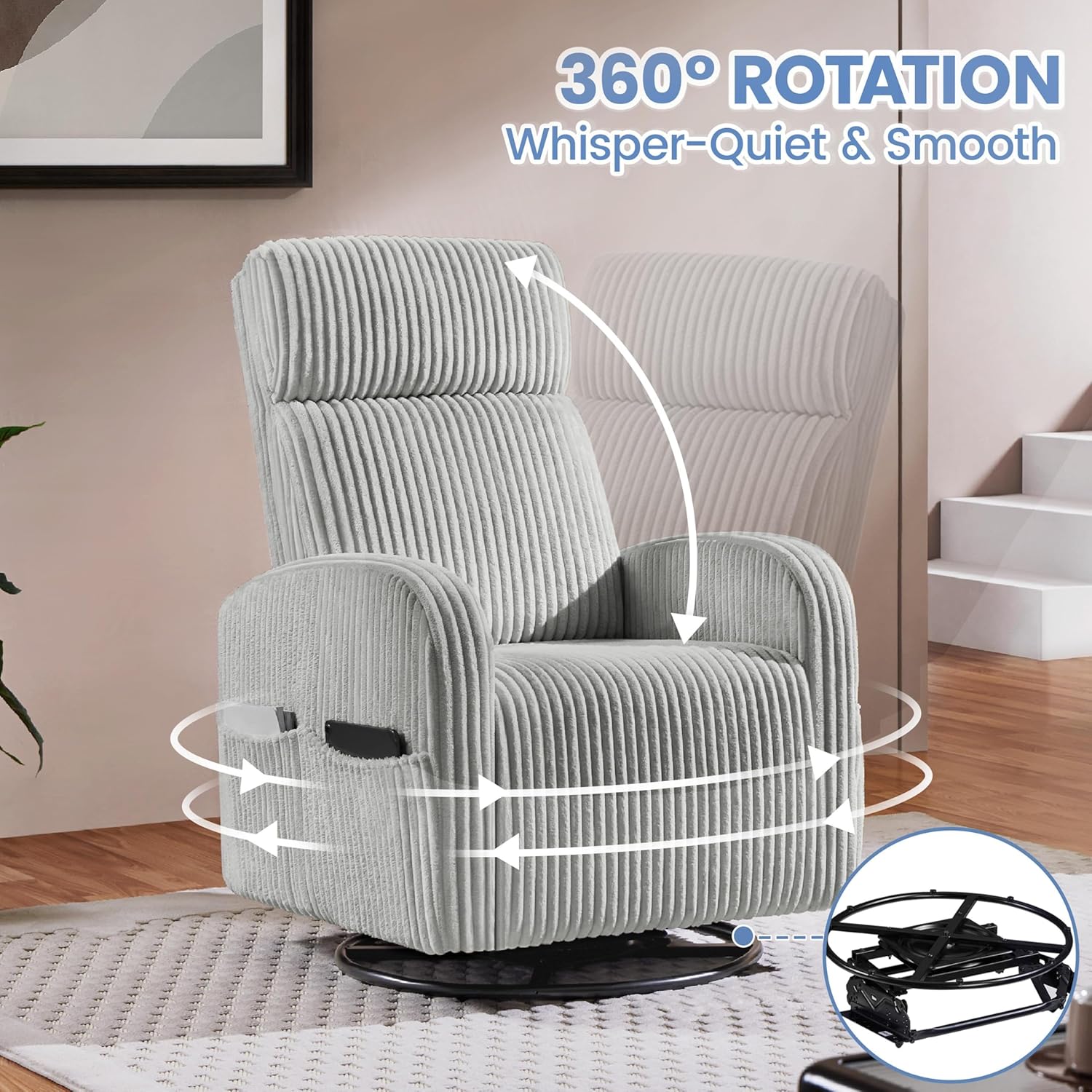 360° Swivel Glider Chair for N - Rocking Chair Nursery ulasan dan harga
