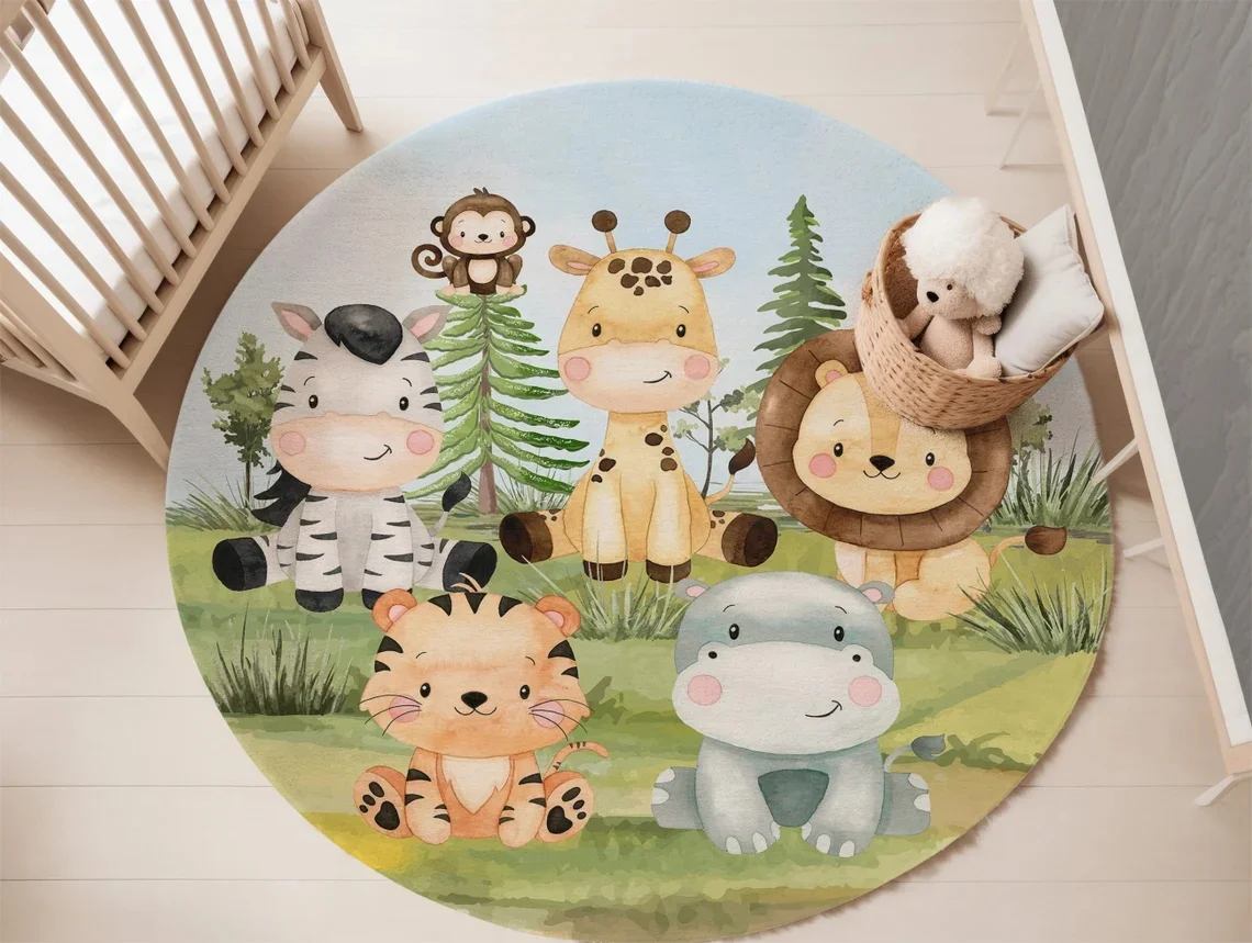 Woodland Animals Nursery Rug f - Baby Nursery Animal Prints ulasan dan harga