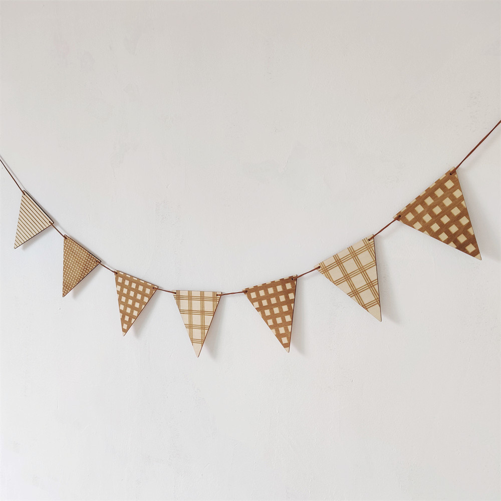 Nordic Wooden Triangle Flag Wa - Baby Nursery Bunting ulasan dan harga