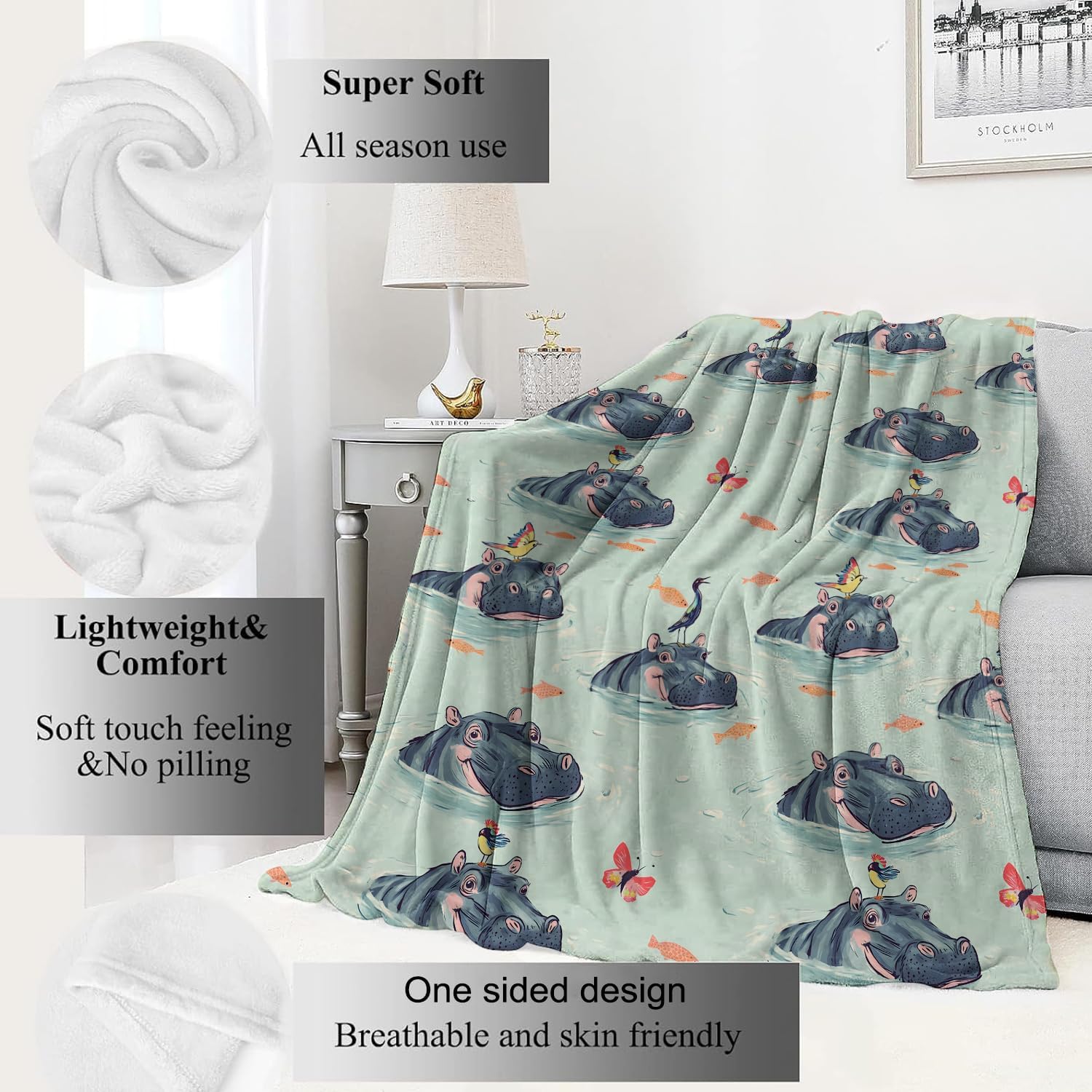 Adorable Hippopotamus Animal P - Baby Nursery Animal Prints ulasan dan harga