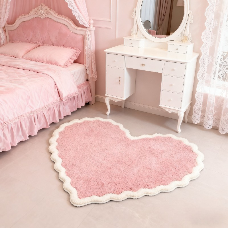 VIKAMA Pink Heart Plush Carpet - Baby Nursery Rug ulasan dan harga