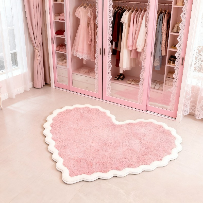 VIKAMA Pink Heart Plush Carpet - Baby Nursery Rug ulasan dan harga