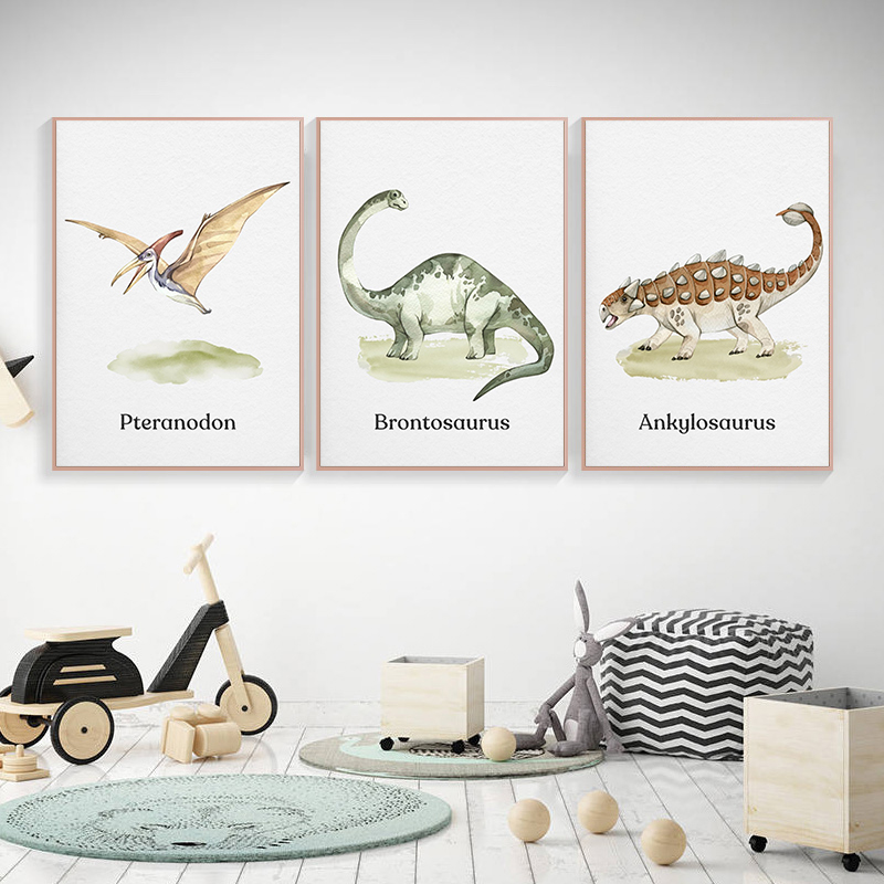 Watercolor Dinosaur Poster Nur - Baby Nursery Animal Prints ulasan dan harga