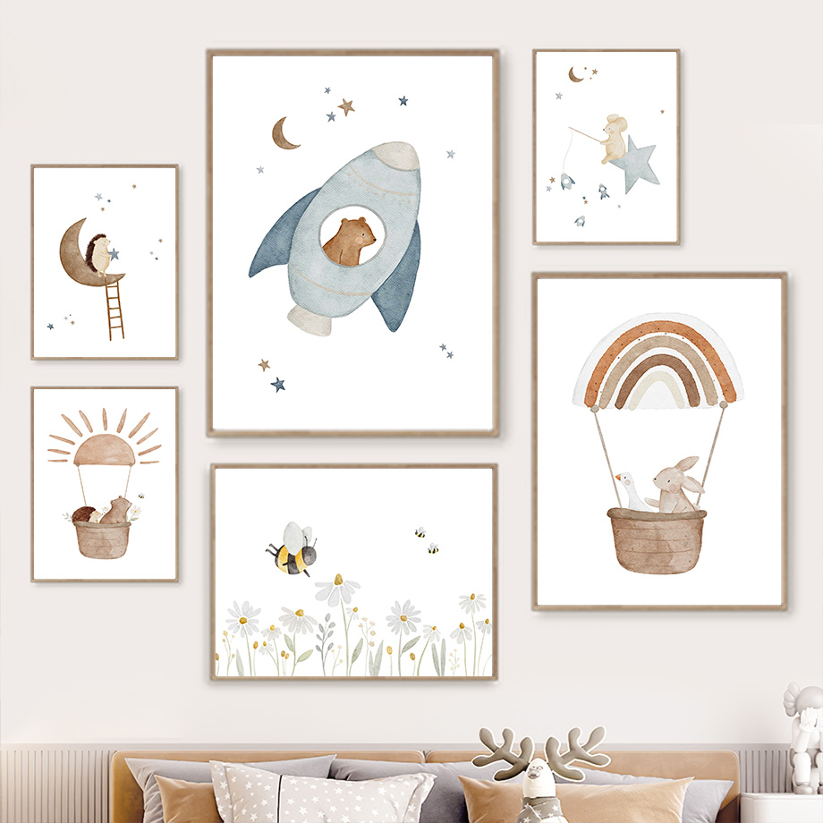 Cartoon Animals Nursery Wall A - Baby Nursery Animal Prints ulasan dan harga